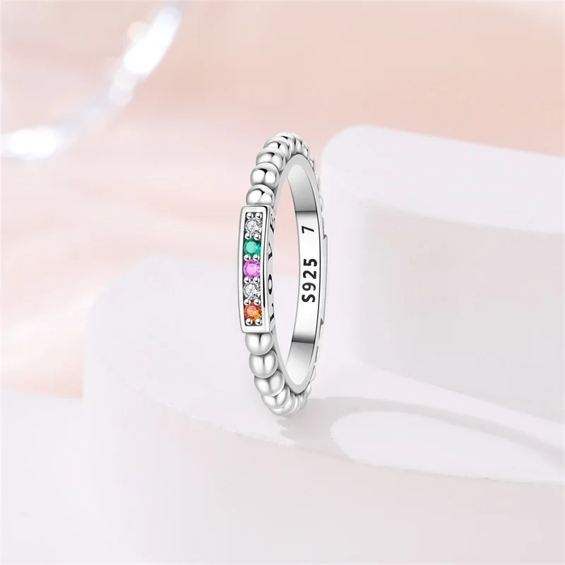 

New Original 925 Sterling Silver Colorful Zirconium Fine Ring For Women Fit Valentine's Day Wedding Party Jewelry Gift