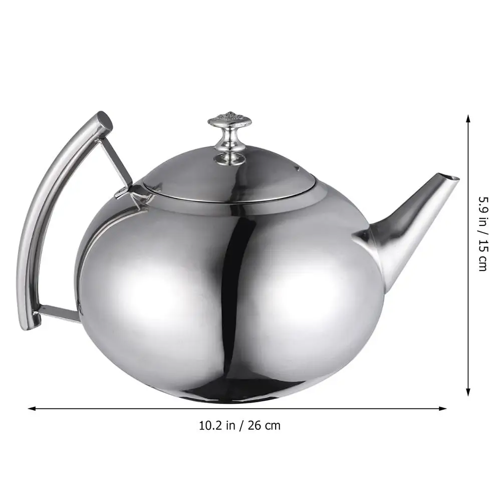 

Preferred Tea Leaves Pot Coffee Kettle Stainless Steel Easy Cleanup Curvy Handle Inner Infuser