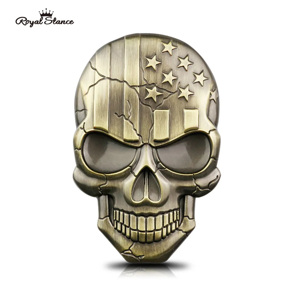 

Royal Stance 3D Skull Devil Metal American Flag Car Emblem Badge Motorcycle Scratch Decorations Decals Stickers for Punisher