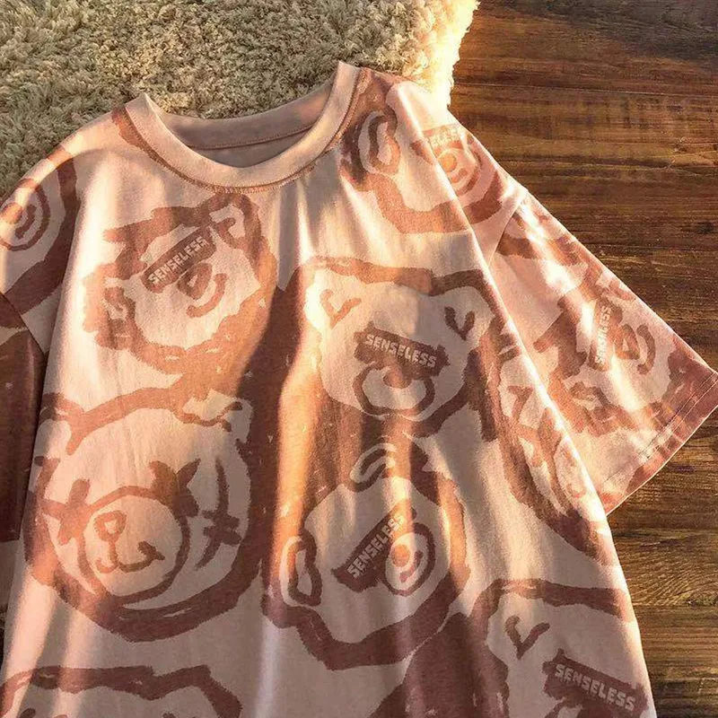 

Bear Short-sleeved T-shirt Women's Summer Loose Korean Half-sleeved Top Ins