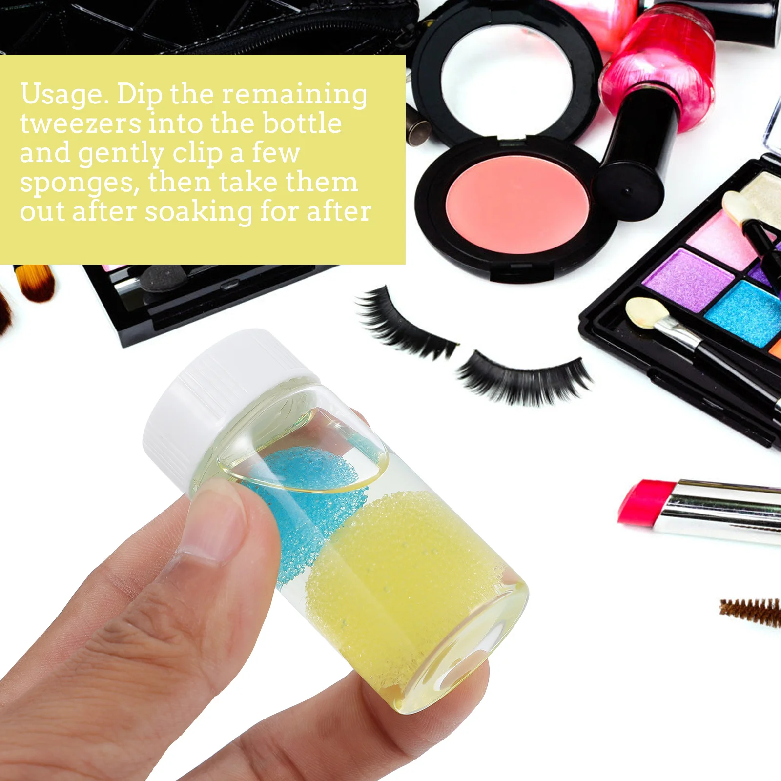 Pincettes de nettoyage pour cils, liquide anti-fuite, bouteille en Silicone, éponge de trempage, détergents pour enlever la colle, outils de Salon d'entretien, 2 pièces