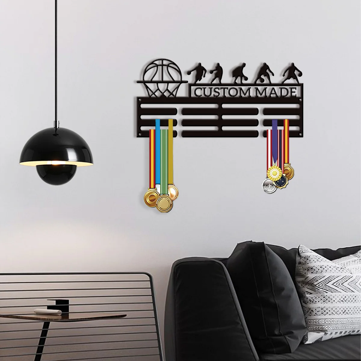1pc Custom Play Basketball Metal Medal Holder,Sports Carnival Hang Metal Wall Art Suitable for Running Marathon Sports Record