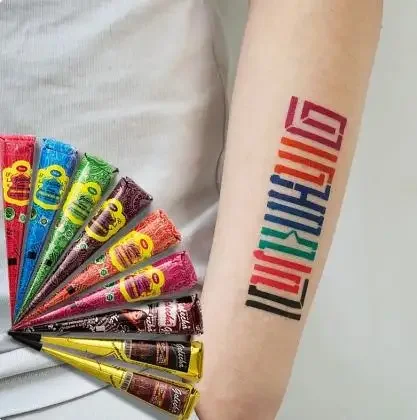 1pcs 25g Multicolor Indian GOLECHA Henna Cones Tattoo Paste For Temporary Tattoo Sticker Body Paint Art Cream Cone DIY Paint