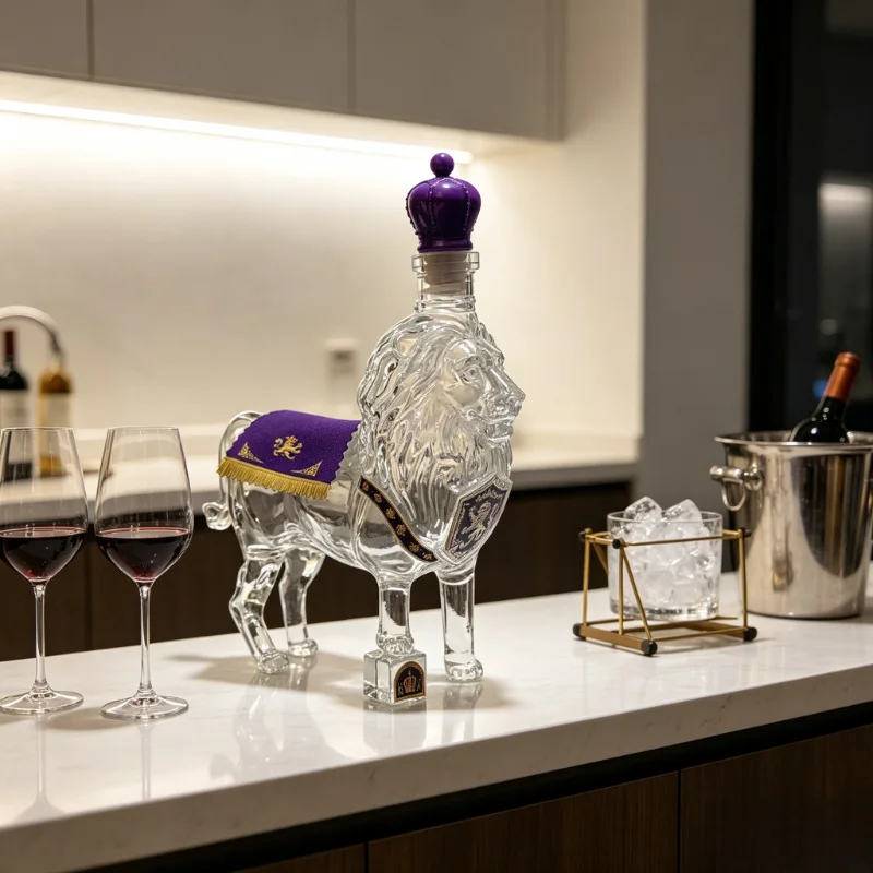 Creative Lion Shaped Glass Decanter Lead-Free Home Bar Table Decor Unique Whiskey Vodka Brandy Liquor Bottle Gift