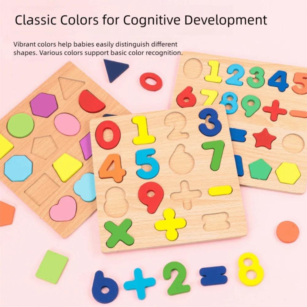 

Wooden Children Puzzle Montessori Toys Alphabet Number Cognition Kids Hand Grab Board Learning 20x20cm Educational Toys