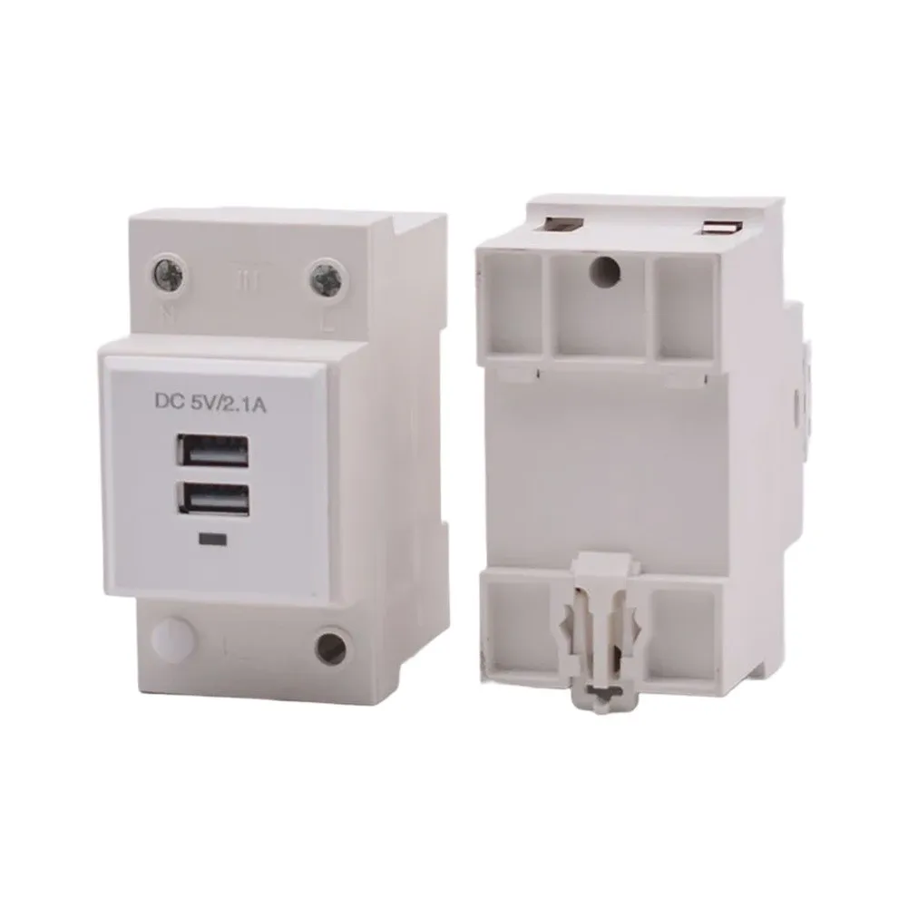 87*45mm USB DIN Rail Modular Socket DC5V 2.1A AC90-240V Wall Charger For Home Industrial Control Panel Efficient Power Output