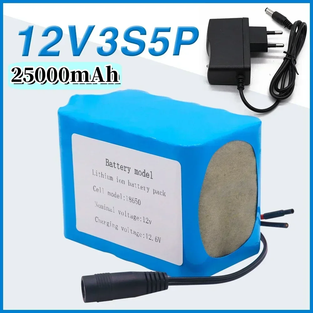 12V 25Ah 18650 lithium battery pack 3S5P  for Sprayer scale Access control toys UPS 12V Power Supply and 12.6V 2A Charger