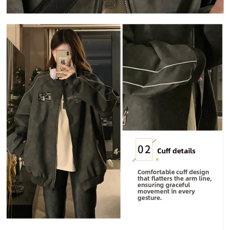 

Американский ретро-стиль: демисезонная куртка из искусственной кожи для пар, ветрозащитная, для активного отдыха, велоспорта, дышащая