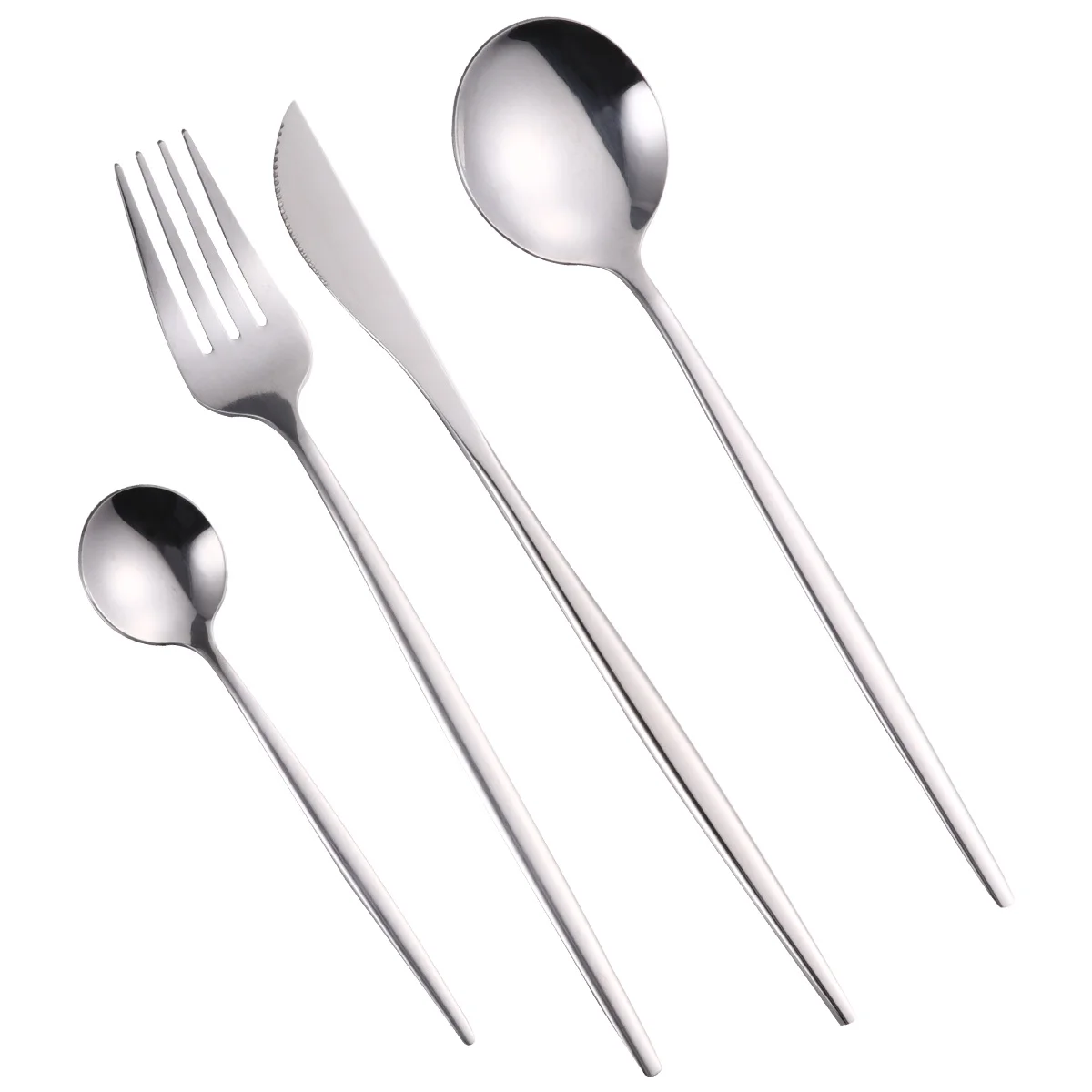 

4 шт., набор посуды для стейка из нержавеющей стали, современные столовые приборы, вилка, ложка, комбинированная, прочная, устойчивая к коррозии на каждый день