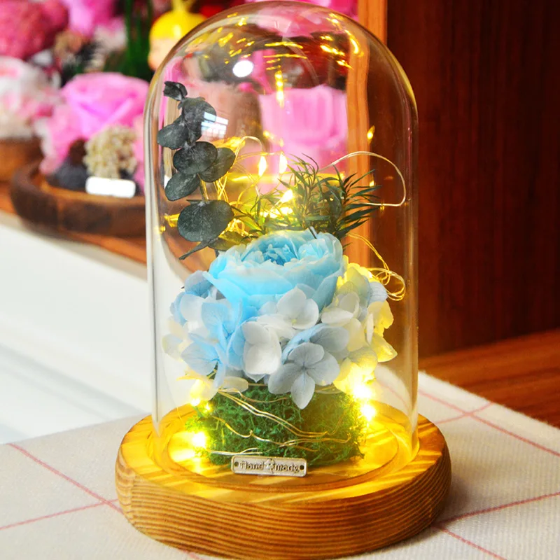 2sets/pack 9*15cm Flat Antique Base Glass Dome Vase Home Decoration Dried Flower Transparent Cover Wedding Prop DIY Friend Gift