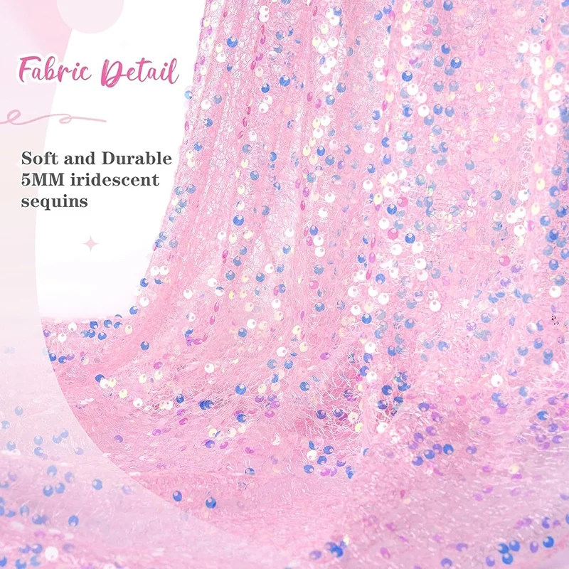 Pink Sequin Table Runner - Iridescent Sparkle Table Decor Laser Sequined Table Runner Glitter Film Tablecloth Disposable Birthday Party Tablecloth Wedding Party Banquet Decoration 26