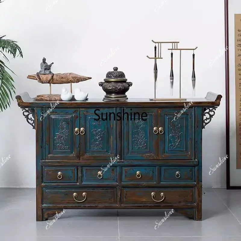 Chinese-style entrance retro warped head cabinet makes old dining side cabinet