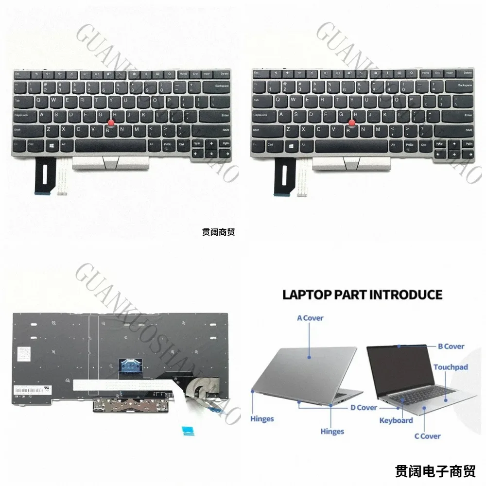 HJY...01YN300 is suitable for Lenovo T480S E480 L380 L380 portable computer keyboard with backlight