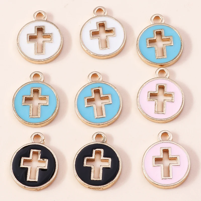 10 Stück niedliche, gemischte Emaille-Anhänger in Herz- und Kreuzform für die Schmuckherstellung, Ohrringe, Halsketten, Armbänder, DIY-Bastelarbeiten und Accessoires. – Detail 5