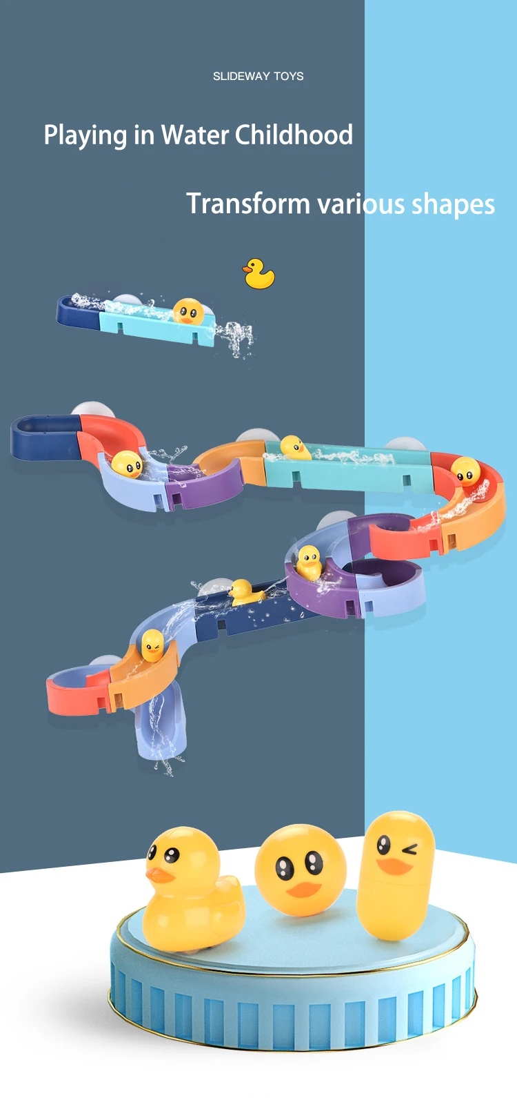 Plastic DIY Water Play Game Track and play water slide funny Bath Toys Set For Kids