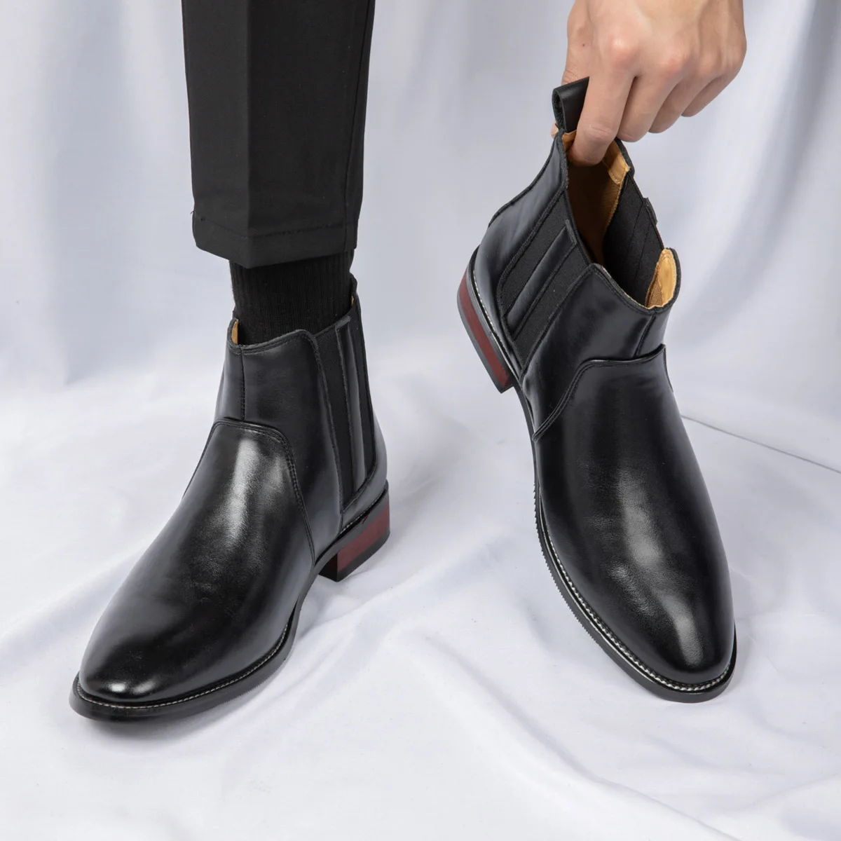 

Brand Men's Chelsea Boots Premium Leather Handmade Boots Work Shoes For Formal Dress Wedding Business Party Shoes New