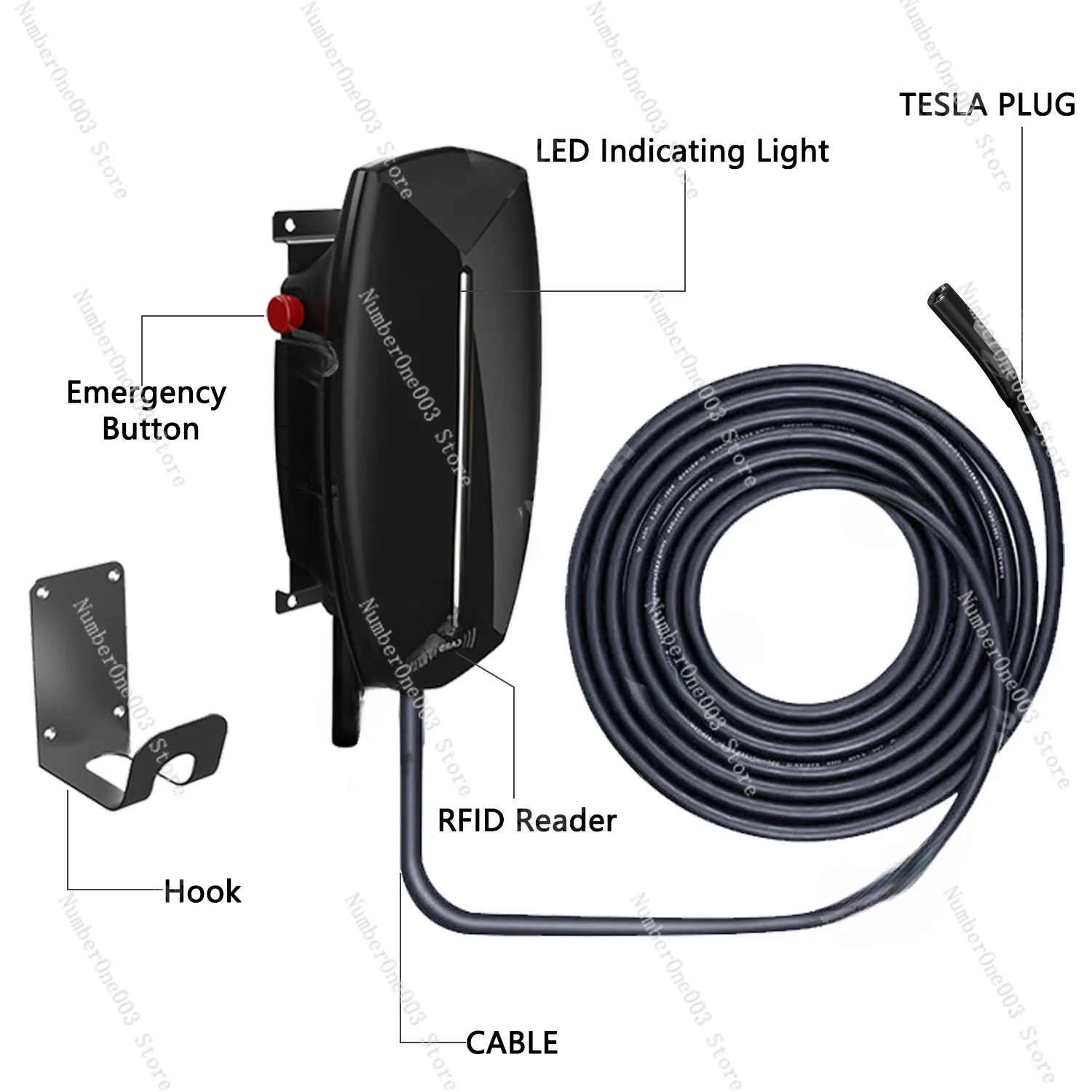 Car Ev Charging Station Wall Connector 11kw 48A Nacs Model2 EV Charger Wallbox Pile