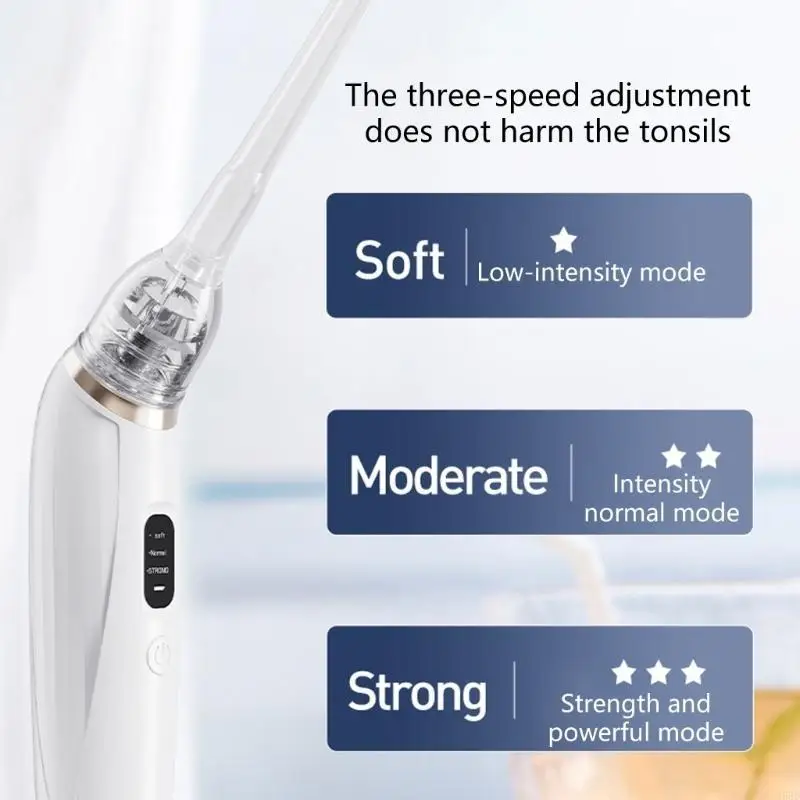 Tonsil Stone Suction Tool Featuring 3 Soft Probes 3 Suction Intensities N58D