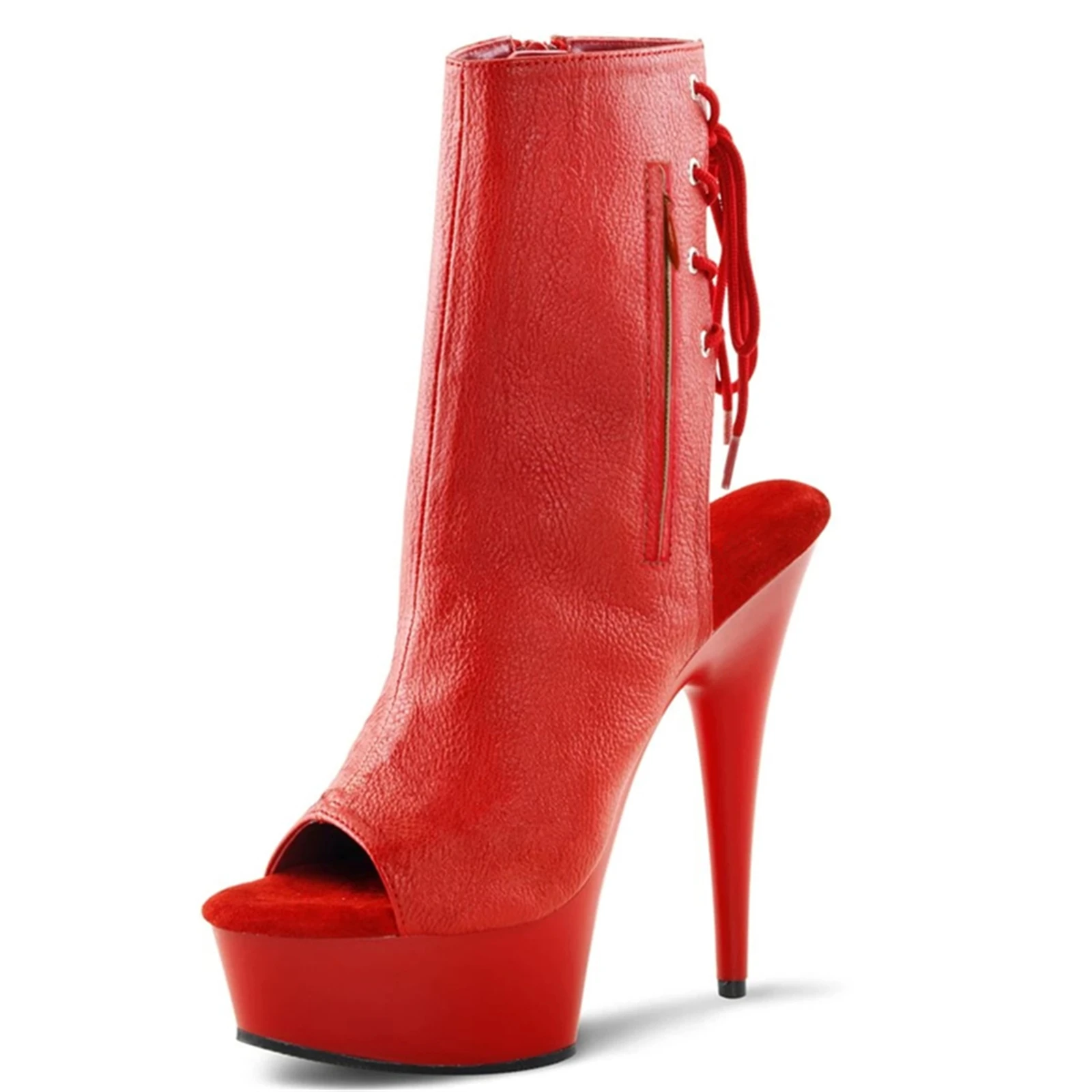 YADI حذاء بكعب أسود بكعب 15 سم، حذاء للكاحل بمقدمة مفتوحة مع سحاب جانبي، حذاء حفلات أنيق بكعب ستيليتو