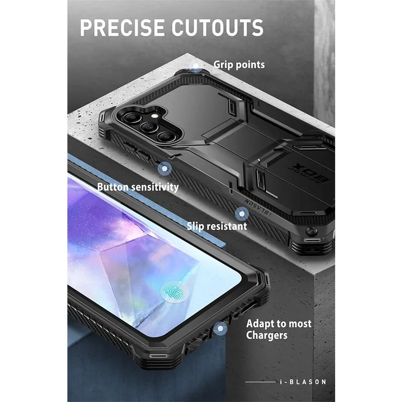 I-BLASON For Samsung Galaxy A55 Case 5G Armorbox Full-Body Rugged Bumper Case with Built-in Screen Protector with Kickstand