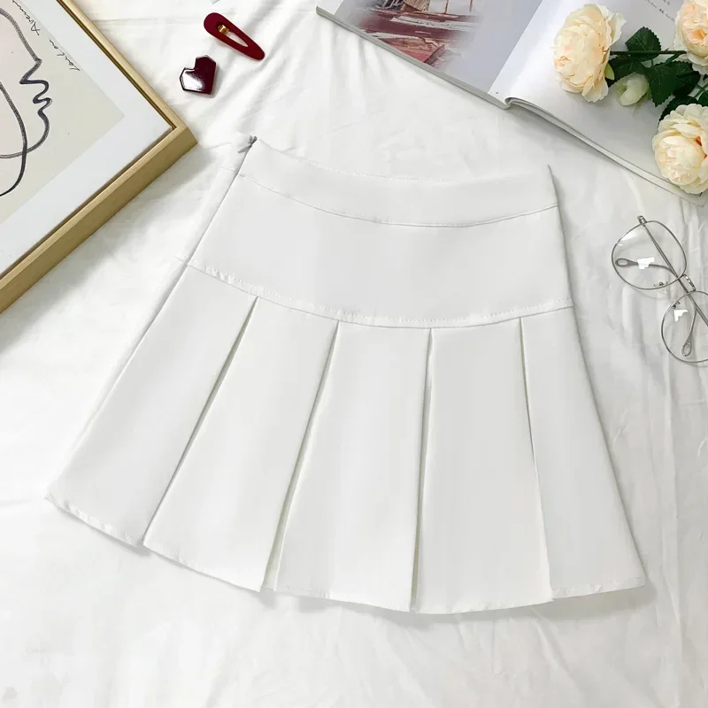 Vintage Gray Pleated Skirt Women Kawaii High Waist Mini Skirts Korean Fashion School Uniform Harajuku Streetwear Spring