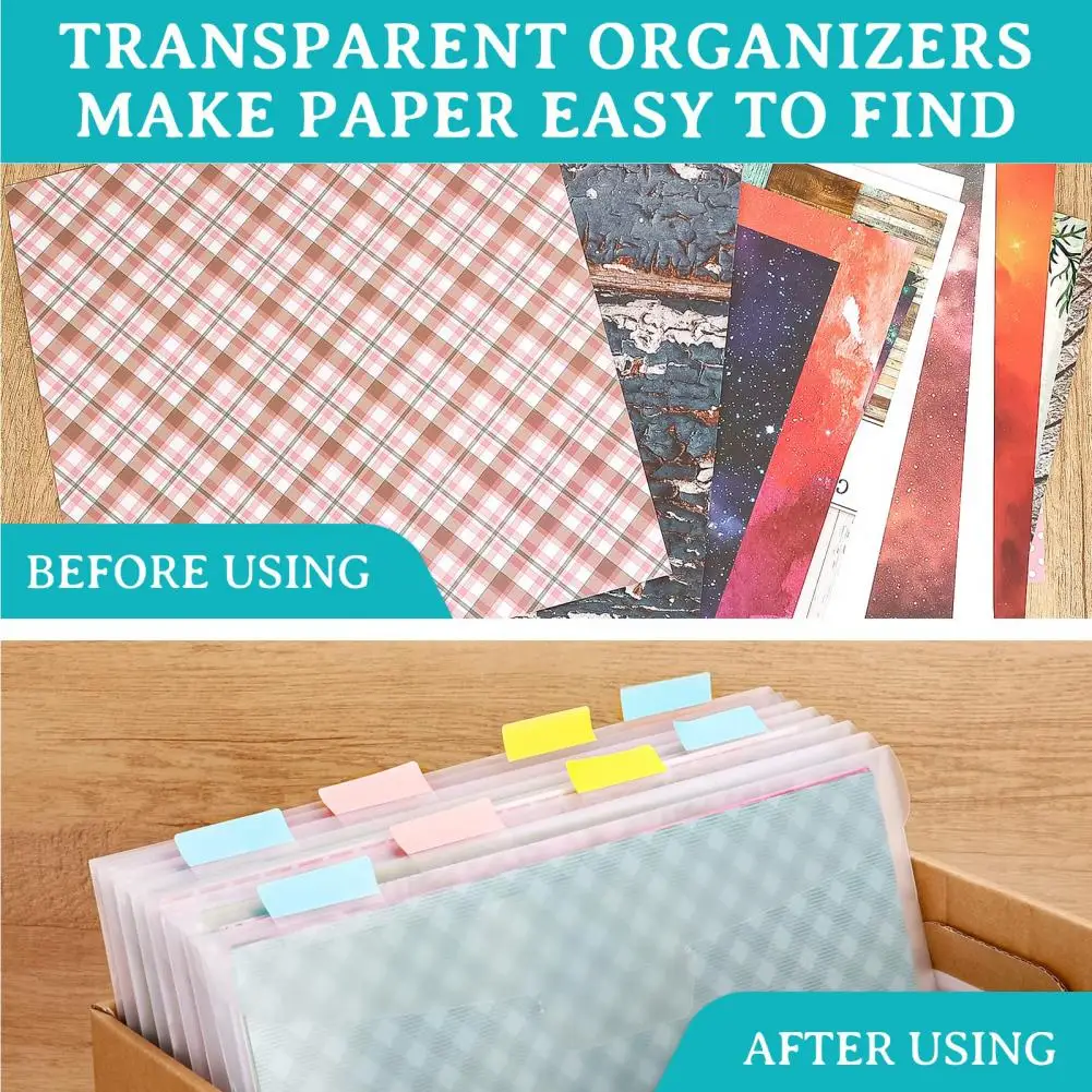 Full Coverage Scrapbook Paper Organizer Scrapbook Paper Storage Organizer Vinyl Bag with Sticky Index Tabs Ideal for Photos