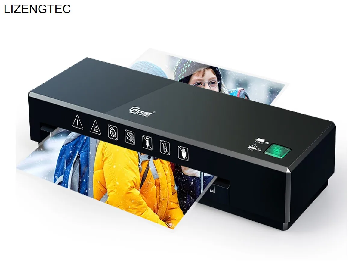 LIZENGTEC New Professional Office Hot and Cold Fast Warm-Up Roll Laminator Machine for A4 Paper Document photo