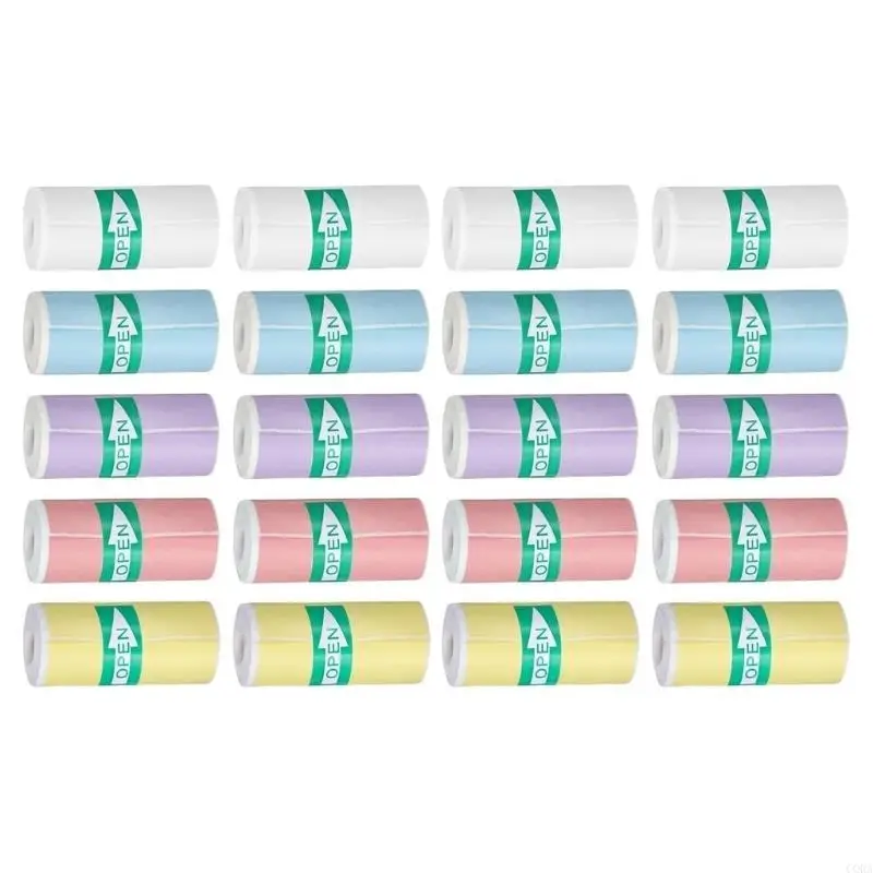 CORA Colorful Thermals Sticker Paper 20Rolls for Mini Printer Crafting Supplies