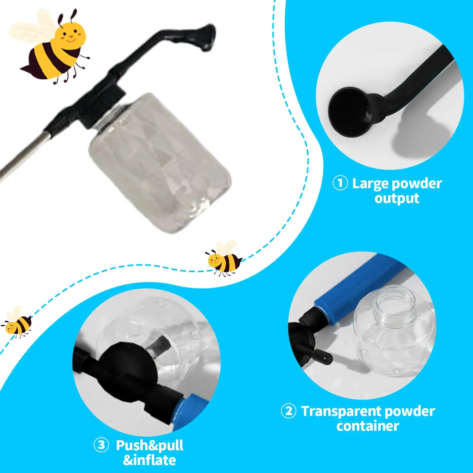 Garden Powder Applicator Dispenser Garden Powder Dispenser Adjustable Fast Even Agricultural Pollination Tool For Tomatoes