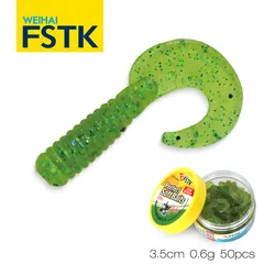 WEIHAI-FSTK Iscas macias para carpa e baixo, pesca Wobblers, iscas de pesca, borracha Trolling, Wobblers luminosos, água salgada Swimbait, 0,6g, 35mm, 50PCs