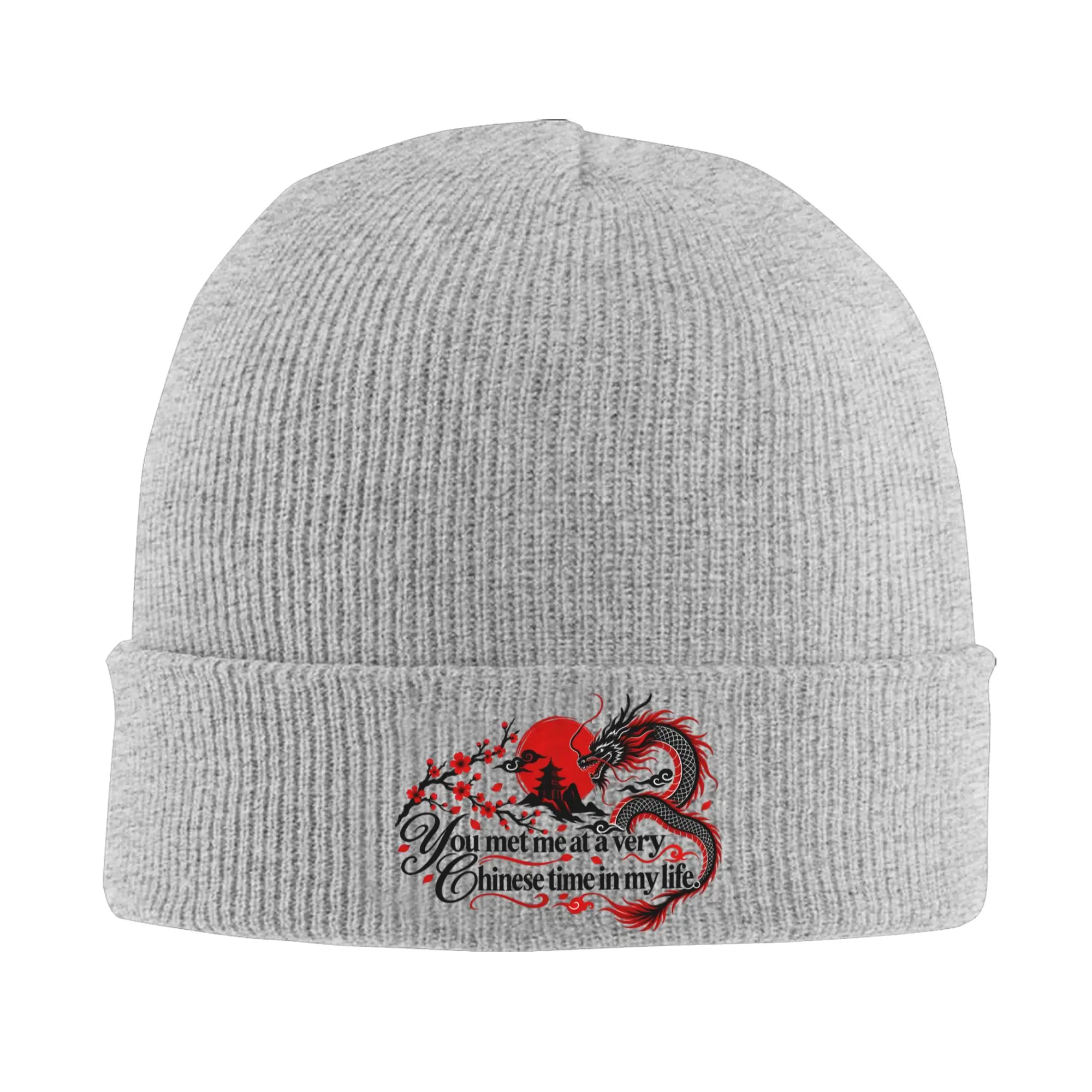 You Met Me At A Very Chinese Time In My Life Knitted Caps for Women Men Beanie Autumn Winter Hats Acrylic  Warm Caps