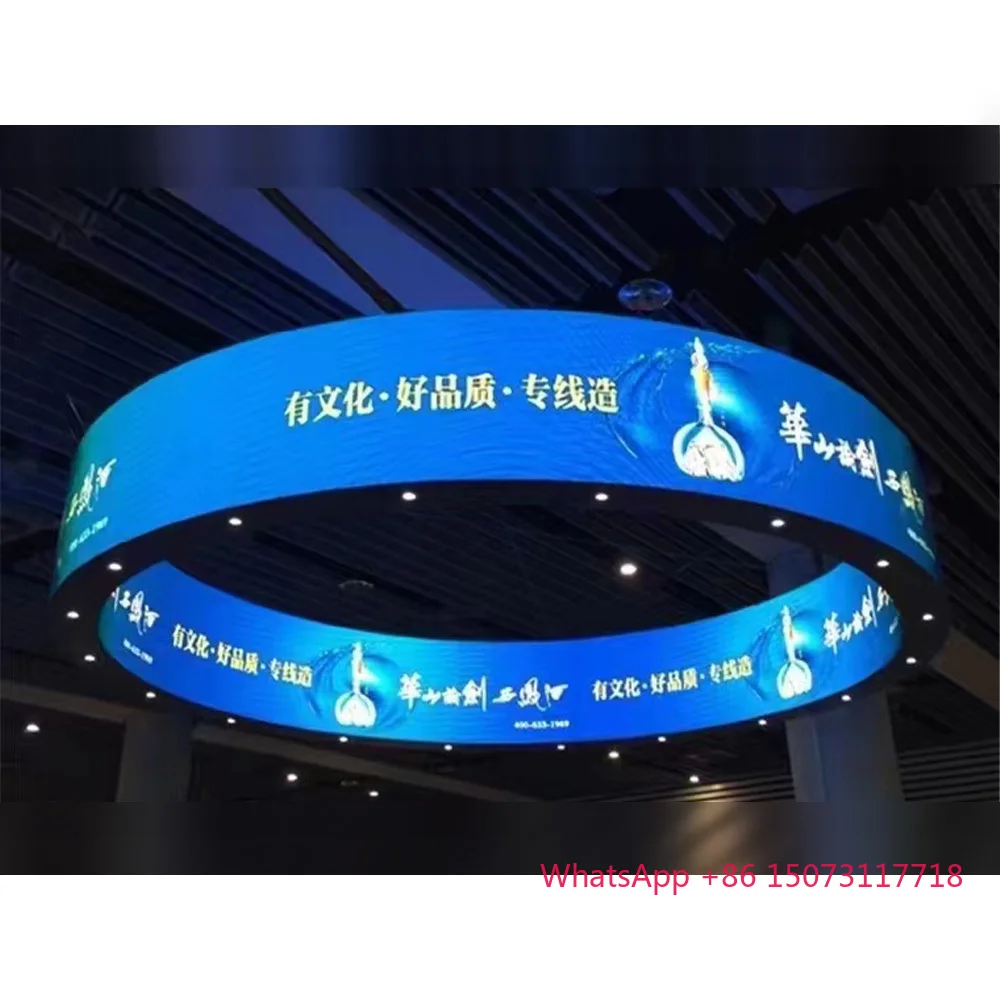 Panel Layar LED Bundar 360 Derajat, Papan LED Kolom Warna Penuh, Dinding LED Bulat Indoor, Modul Lunak P1.25