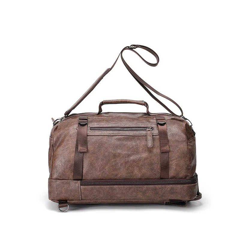 حقيبة ظهر 2026 ذات سعة كبيرة من جلد البولي يوريثان للرجال حقيبة كمبيوتر محمول محمولة بقطري متقاطع حقيبة سفر