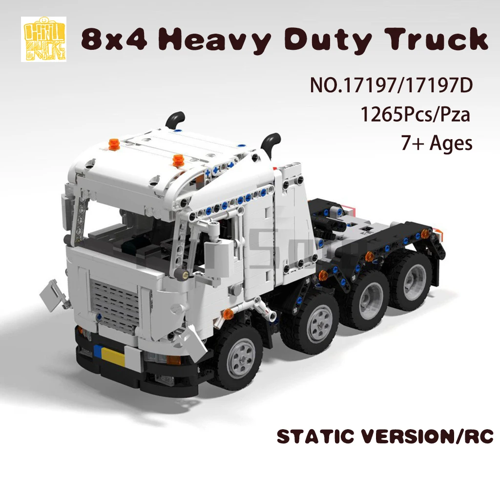 MOC17197 8x4 Heavy Duty Truck 17382 Flat Trailer Model With PDF Drawings Building Blocks Bricks DIY Birthday Christmas Gifts