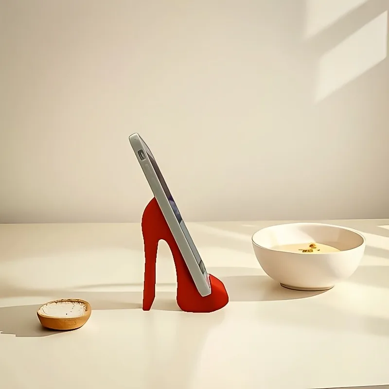 3D Printed Red High Heel Shaped Phone Stand Durable Unbreakable Plastic Creative Lazy Desktop Holder For Home Office Bedside