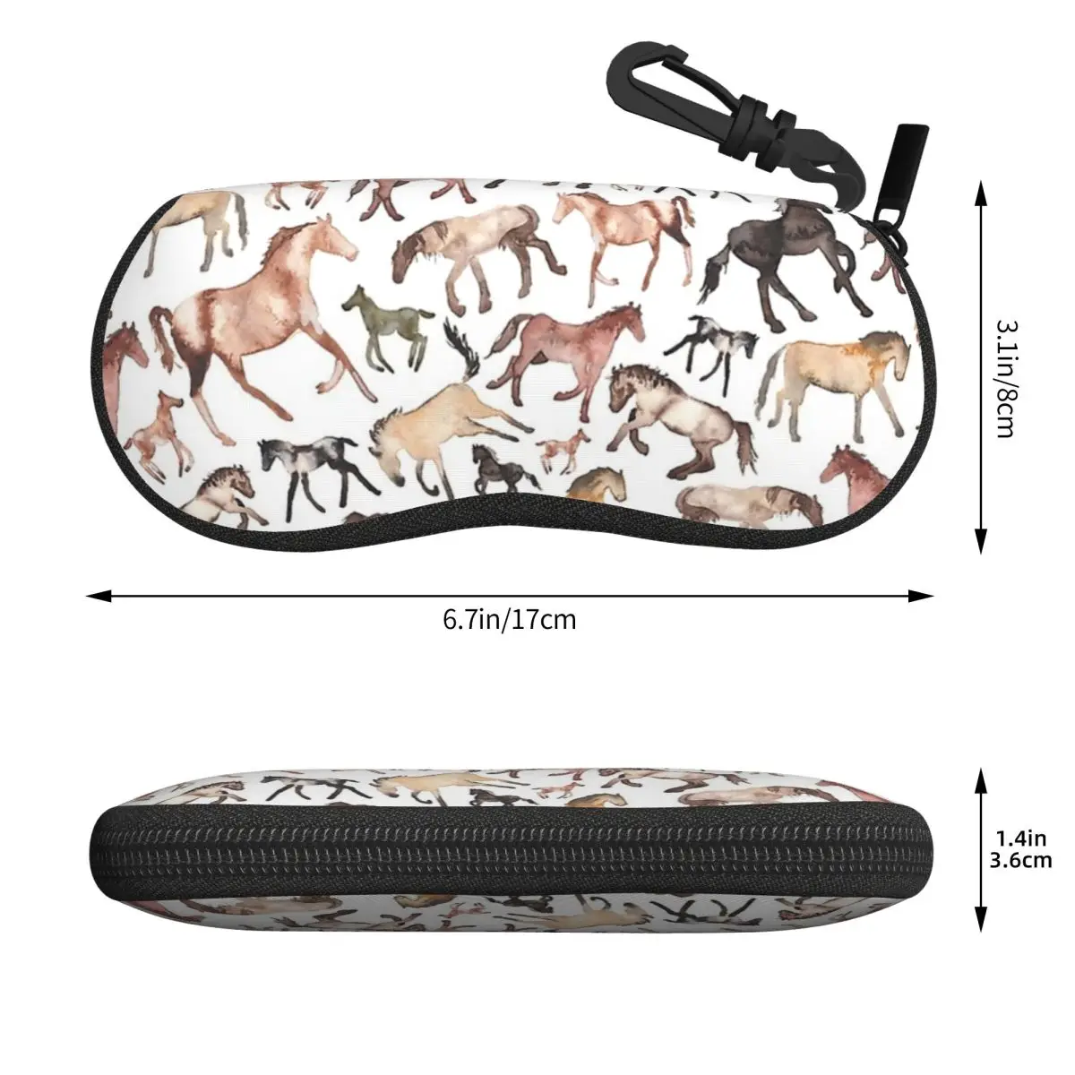 Horses Shell Glasses Case Protective Sunglasses Box Women Men Soft Eyeglass Bag Pouch