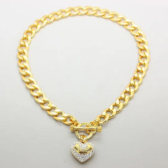 

2023European and American Love Necklace Three-Dimensional Peach Heart Letter Standard Thick Chain Basic Collarbone Chain Jewelry