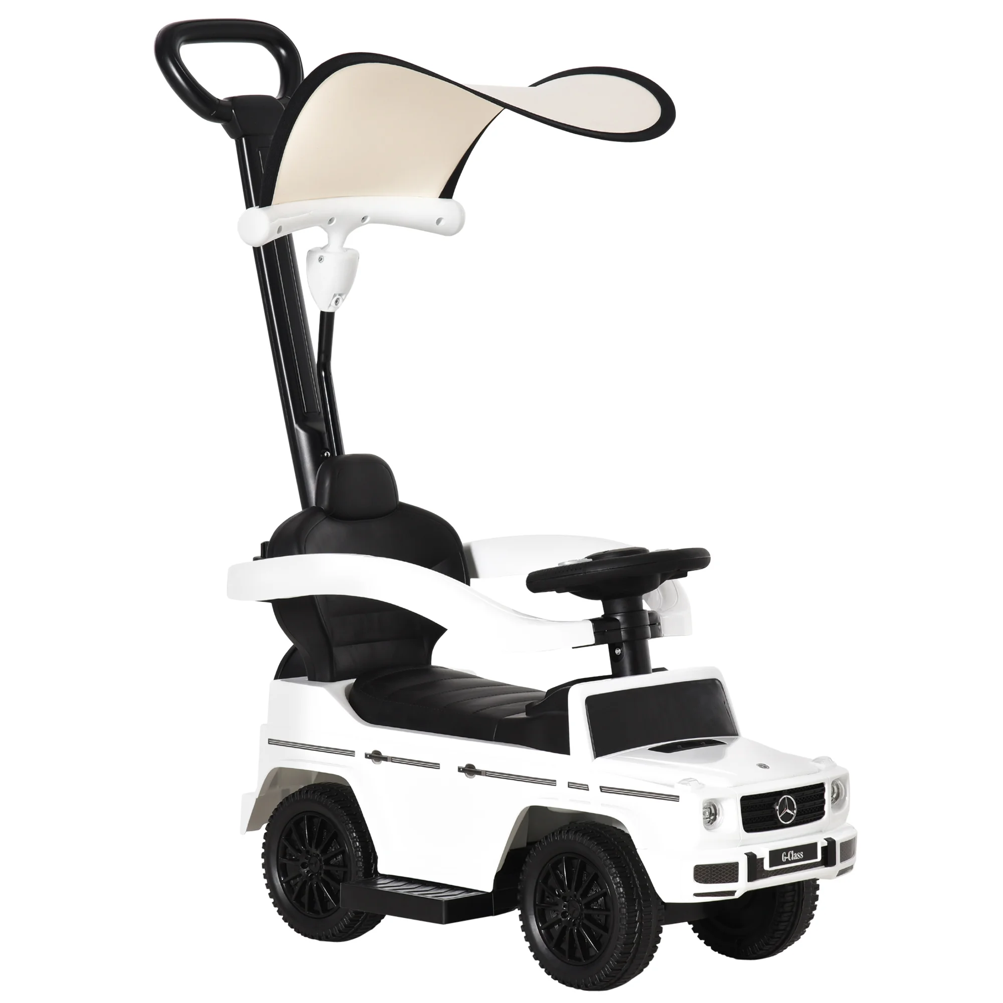 HOMCOM Correpasillos Mercedes para Niños +12 Meses con Bocina Capota Extraíble