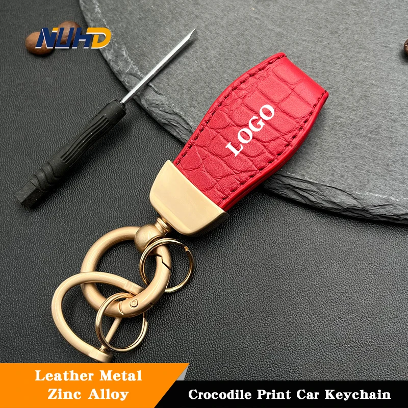 Leather Car Keychain Metal Logo For Lamborghini Urus Huracan Gallardo Murcielago Aventador Auto Key Rings Anti-loss Accessories