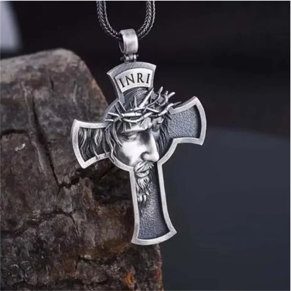 2024 New Blood Red Gothic Inverted Cross Pendant Necklace Jewelry European and American Punk Style Cross Jewelry Wholesale