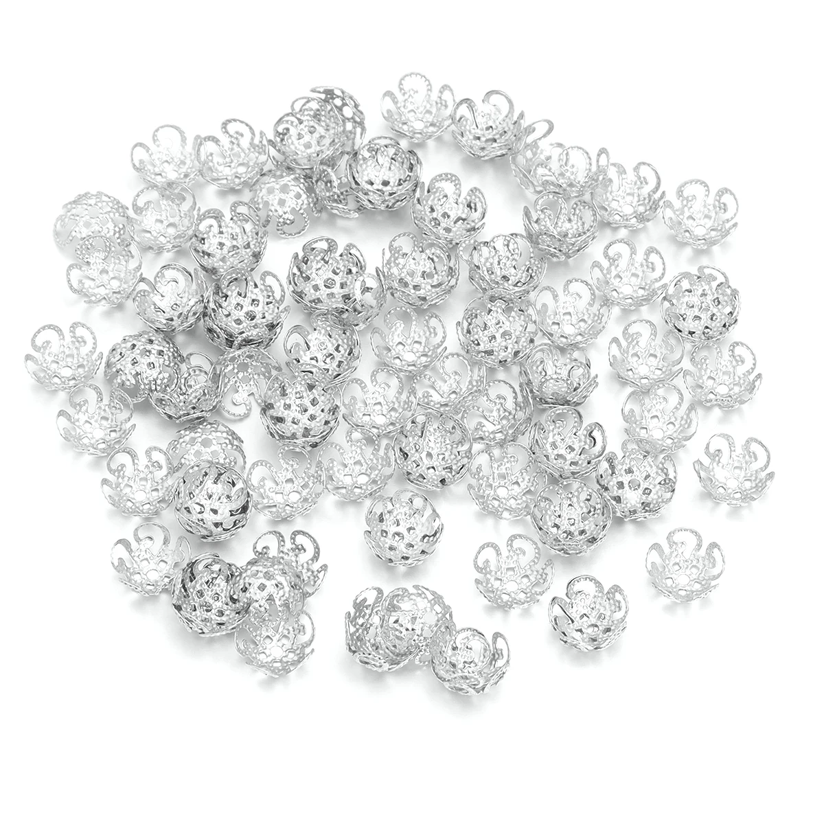 100 teile/los 8/10mm Blumen perlen End Spacer Perlen Kappen Charms Perle Metall End kappen für Schmuck herstellung Ergebnisse DIY Zubehör – Detail 9