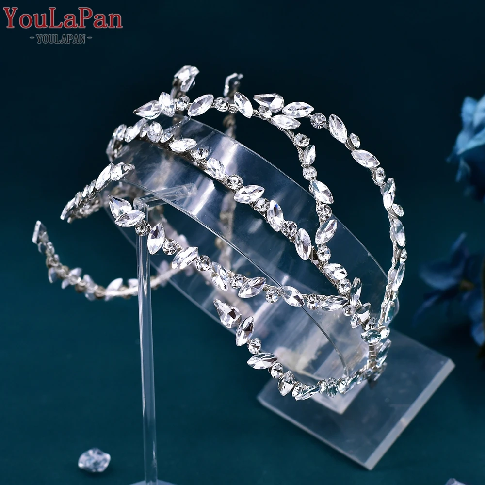 TOPQUEEN Rhinestone Headband Bridal Wedding Woman Hair Accessories Crystal Bride Headwear Fashion Jewelry Head Decoration HP611