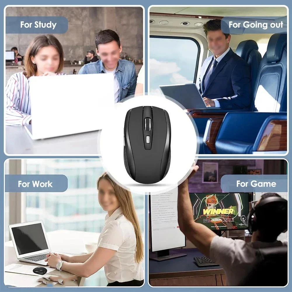 Wireless Bluetooth Mouse Silent Mouse 2.4G Portable Mobile Optical Mice Adjustable DPI Levels For Office Notebook MacBook Laptop