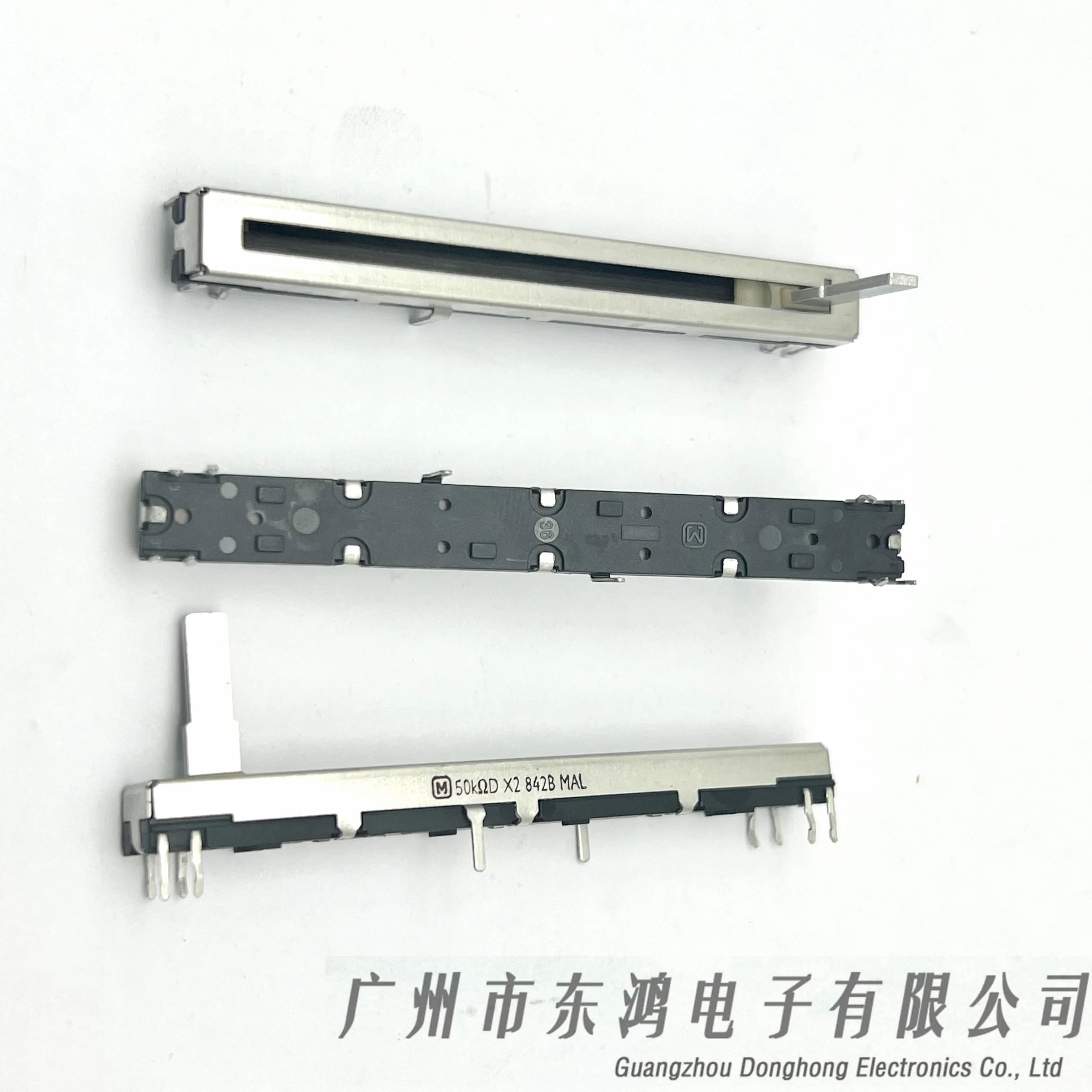 75mm straight slide potentiometer dual-thrust D50K × 2 is suitable forthrust axis 15mm