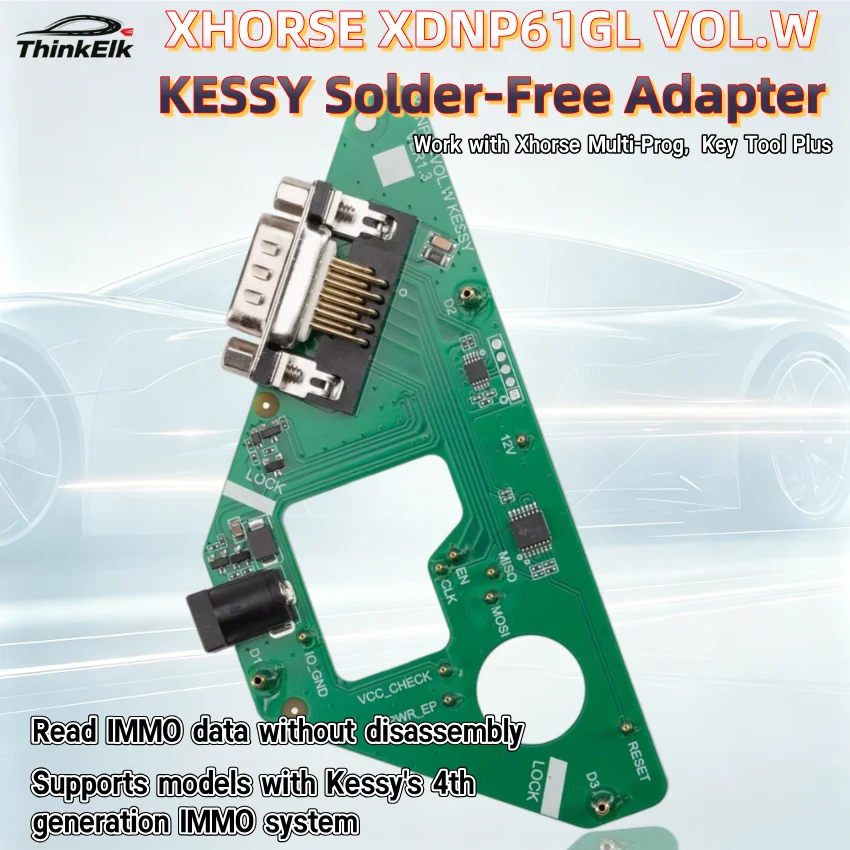 xhorse-xdnp61glアダプターははんだ付け不要で、volw-kessyで分解せずにimmoデータを読み取ることができ、multi-prog-キーツールプラスと併用できます。