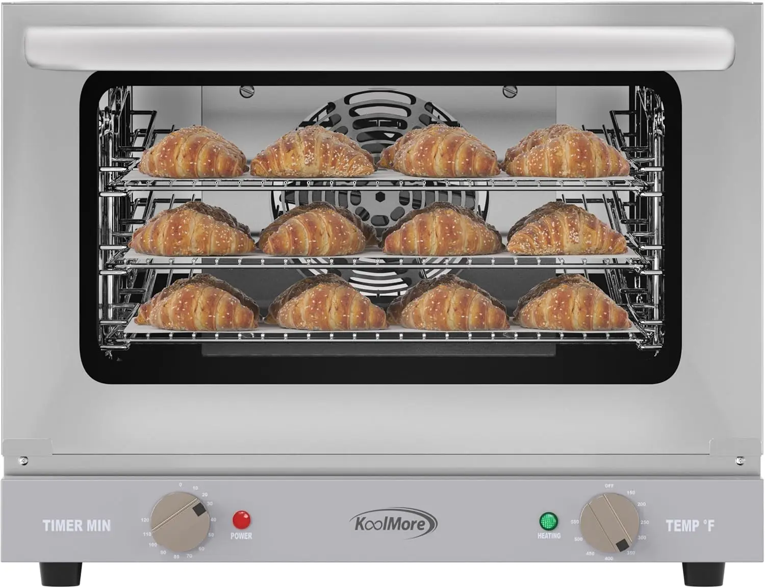Stainless Steel 19-Inch Countertop Convection Oven, 0.8 Cu. Ft., 1440W, Fits Quarter-Size Pans, 3 Racks, ETL Listed
