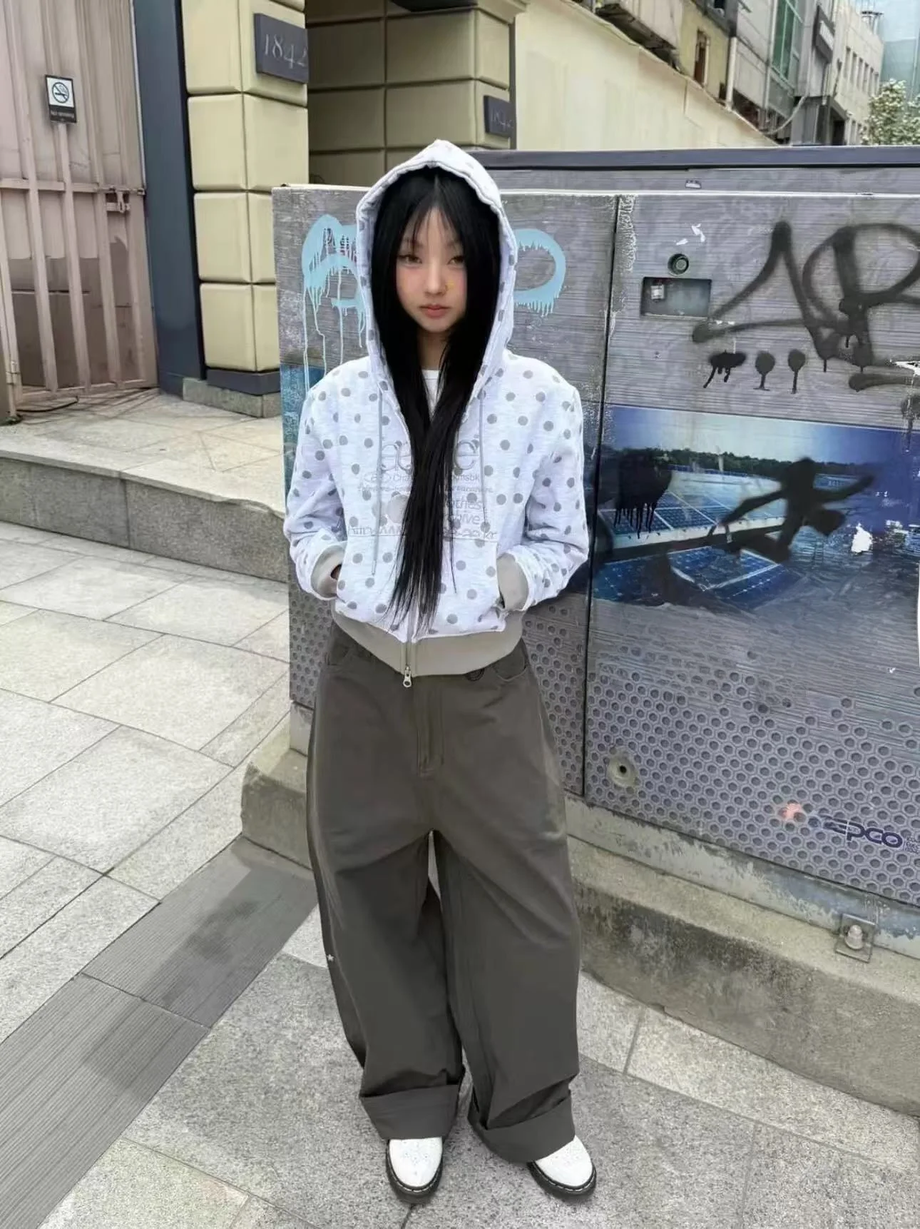 

AEAE Autumn Winter ort Zipper Hoodie Women's Slim Fit Polka Dot Letter Embroidery Jaet Spicy Girl Sle Cotton 00%