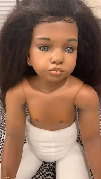 DLS Customized Limited Supply 41INCH Reborn Baby Aloenka With Hand-Rooted Hair Dark Skin African Girl Painted Kit