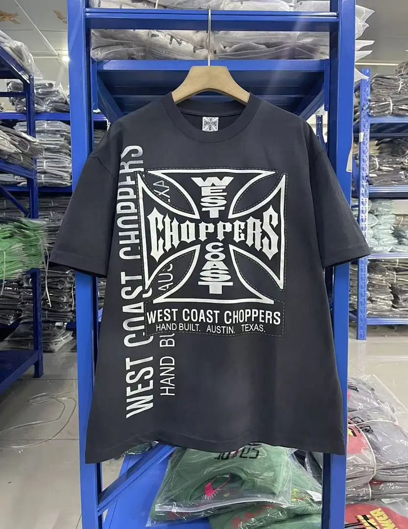 2026ss West Coast Modified Cars Handcrafted Navy Washed Short-Sleeve Women Men T-Shirt Hiphop Oversized Men Cotton T shirt