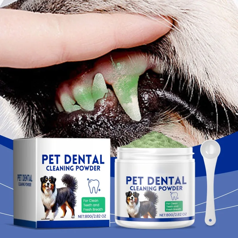 

80g Dog Tooth Cleaning Powder Gently Cleans Dental Plaque and Stains, Freshens Breath
